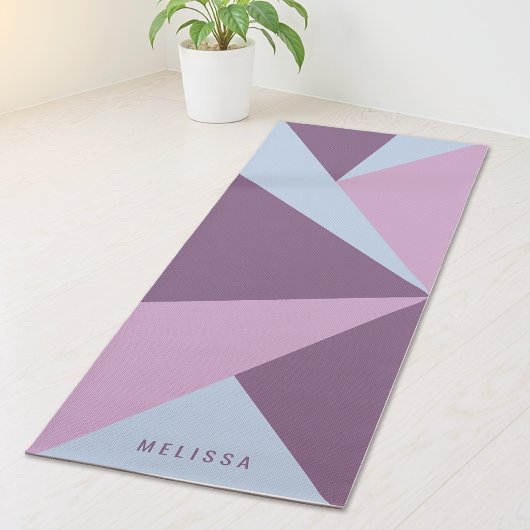 Purple And Pale Blue Triangle Color Blocks & Name Yogamatte