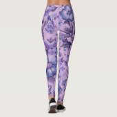 Purple and Pink Flowers on Lavender Background Leggings (Rückseite)