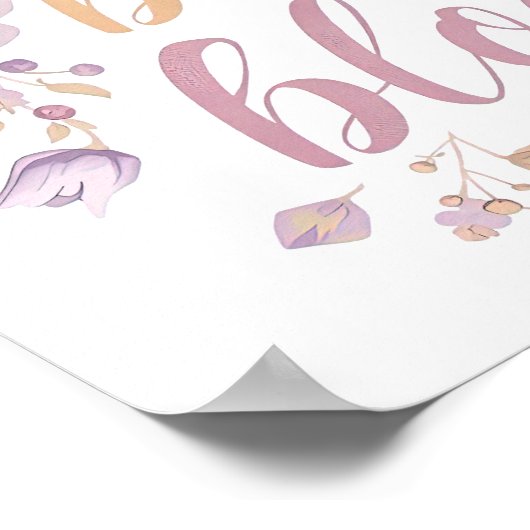 Purple and Pink Flowers with Gold Script Poster (Ecke)