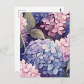 purple and pink hydrangea flower heads postkarte (Vorne/Hinten)