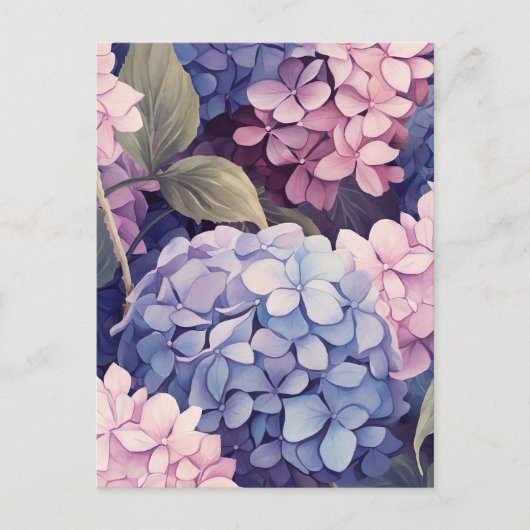 purple and pink hydrangea flower heads postkarte (Vorderseite)