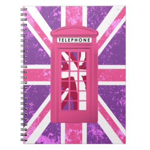 Purple and Pink Vintage Phone Booth Notizblock