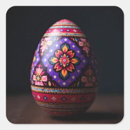 Purple and Red Bouquet Easter Egg Quadratischer Aufkleber