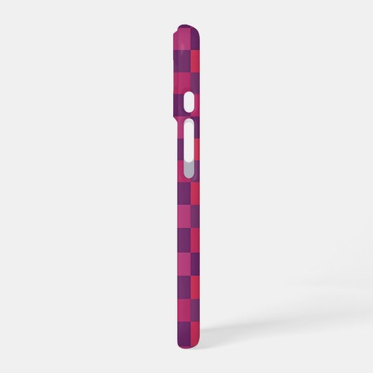Purple and Red Checkered Geometric Pattern iPhone 16 Hülle (Linke Seite)