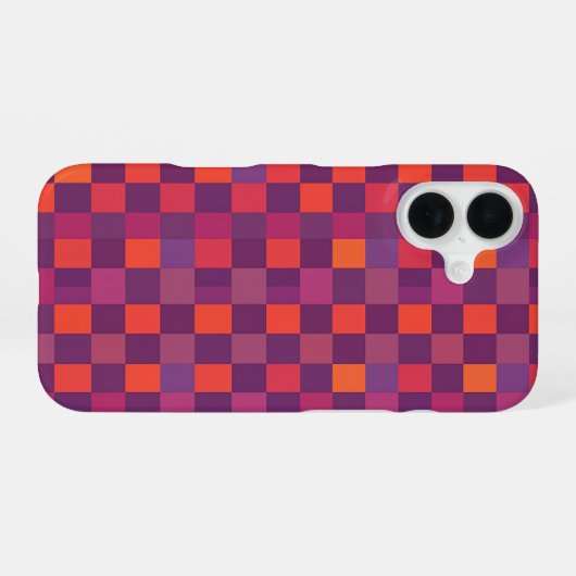 Purple and Red Checkered Geometric Pattern iPhone 16 Hülle (Rückseite (Horizontal))