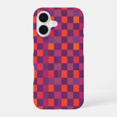 Purple and Red Checkered Geometric Pattern iPhone 16 Hülle (Rückseite)