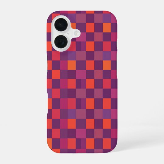 Purple and Red Checkered Geometric Pattern iPhone 16 Hülle (Rückseite)