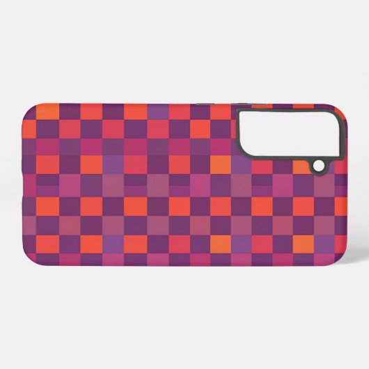 Purple and Red Checkered Geometric Pattern Samsung Galaxy Hülle (Rückseite (Horizontal))