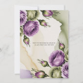 Purple and Sage Green Roses Bachelorette Party Einladung (Rückseite)