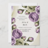 Purple and Sage Green Roses Engagement Party Einladung (Vorderseite)