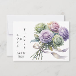 Purple and Sage Green Roses Love and Thanks Dankeskarte