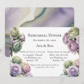 Purple and Sage Green Roses Rehearsal Dinner Einladung (Vorne/Hinten)