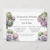 Purple and Sage Green Roses Rehearsal Dinner Einladung (Vorderseite)
