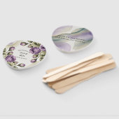 Purple and Sage Green Roses Watercolor Wedding Fächer (Non-assembled)