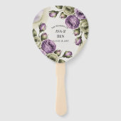 Purple and Sage Green Roses Watercolor Wedding Fächer (Vorderseite)