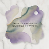 Purple and Sage Green Roses Watercolor Wedding Geschenkanhänger (Rückseite)