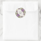 Purple and Sage Green Roses Watercolor Wedding Runder Aufkleber (Tasche)