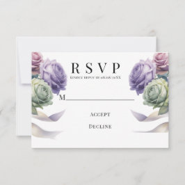 Purple and Sage Green Wedding  RSVP Karte