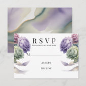 Purple and Sage Green Wedding  RSVP Karte (Vorne/Hinten)