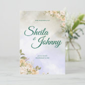 Purple and Sage Pastel Elegance Wedding Einladung (Stehend Vorderseite)