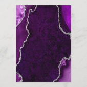 Purple and Silver Agate Marble Wedding Menükarte (Rückseite)
