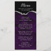 Purple and Silver Agate Marble Wedding Menükarte (Vorderseite)