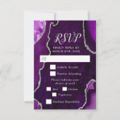 Purple and Silver Agate Wedding Meal Choice RSVP Karte (Vorderseite)