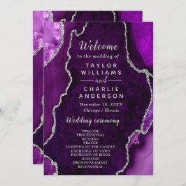 Purple and Silver Agate Wedding Program Programm