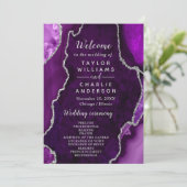 Purple and Silver Agate Wedding Program Programm (Stehend Vorderseite)