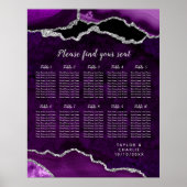Purple and Silver Agate Wedding Seating Chart Poster (Vorne)