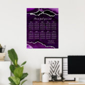 Purple and Silver Agate Wedding Seating Chart Poster (Heimbüro)