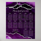 Purple and Silver Agate Wedding Seating Chart Poster (Vorne)