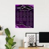 Purple and Silver Agate Wedding Seating Chart Poster (Heimbüro)