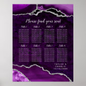 Purple and Silver Agate Wedding Seating Chart Poster (Vorne)