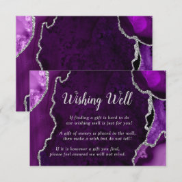 Purple and Silver Agate Wedding Wishing Well Begleitkarte
