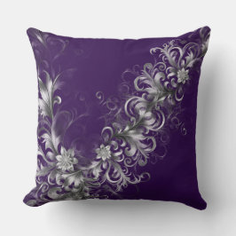 Purple and Silver Elegance Throw Pillow Kissen