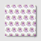 Purple and Silver Elegant Flowers Birthday Party Gästebuch (Rückseite)