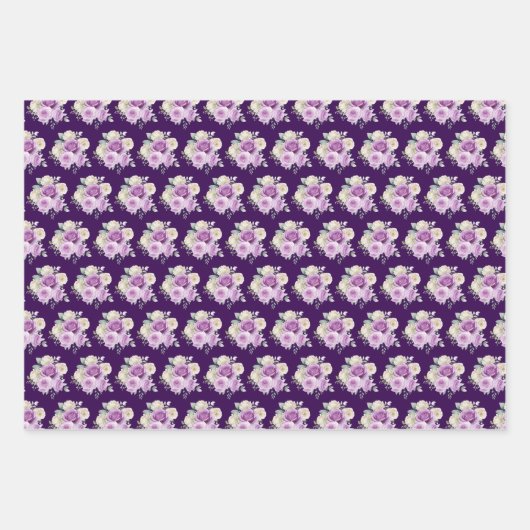 Purple and Silver Elegant Flowers Geschenkpapier Set (Vorderseite 3)