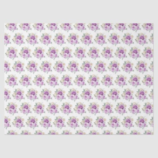 Purple and Silver Elegant Flowers Seidenpapier (Vorderseite)