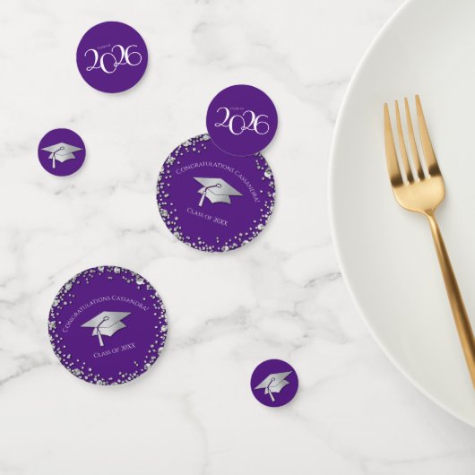 Purple and Silver Graduation Konfetti (Gruppe)