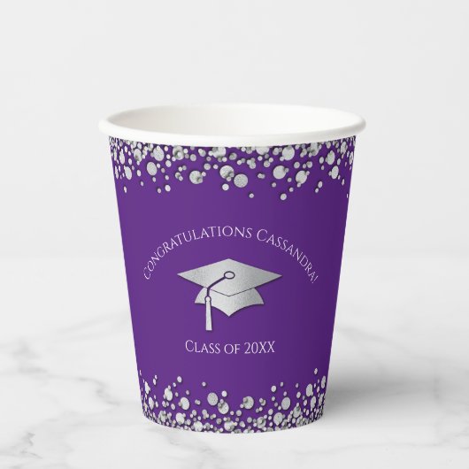Purple and Silver Graduation Pappbecher (Vorderseite)