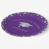 Purple and Silver Graduation Pappteller (Schrägansicht)