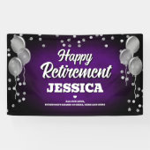 Purple and Silver Happy Retirement Banner (Horizontal)