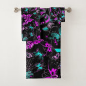 purple and teal butterflies badhandtuch set (Insitu)