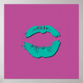 Purple and Turquoise Kissing Lips Poster (Vorne)