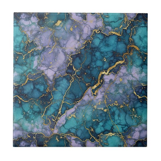 Purple and Turquoise Marble Ceramic Tile Fliese (Vorderseite)