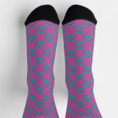 Purple and Turquoise Pop Art Kissing Lips XOXO Socken (Oben)