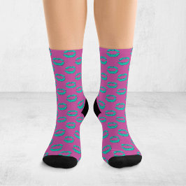 Purple and Turquoise Pop Art Kissing Lips XOXO Socken