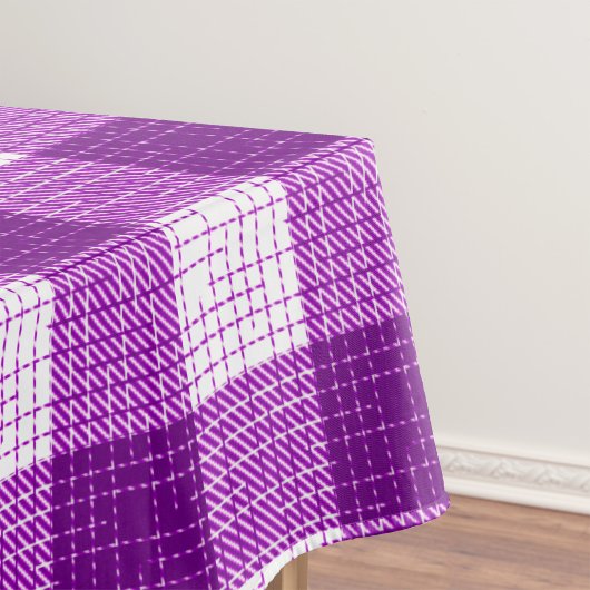 Purple and White Bold Checkered Plaid Design  Tischdecke
