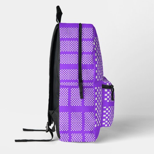 Purple and White Checkered Backpack Bedruckter Rucksack (Links)